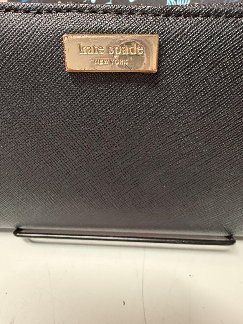 kate spade Black Saffiano Leather Wallet with Gold Plaque - Picture 3 of 6